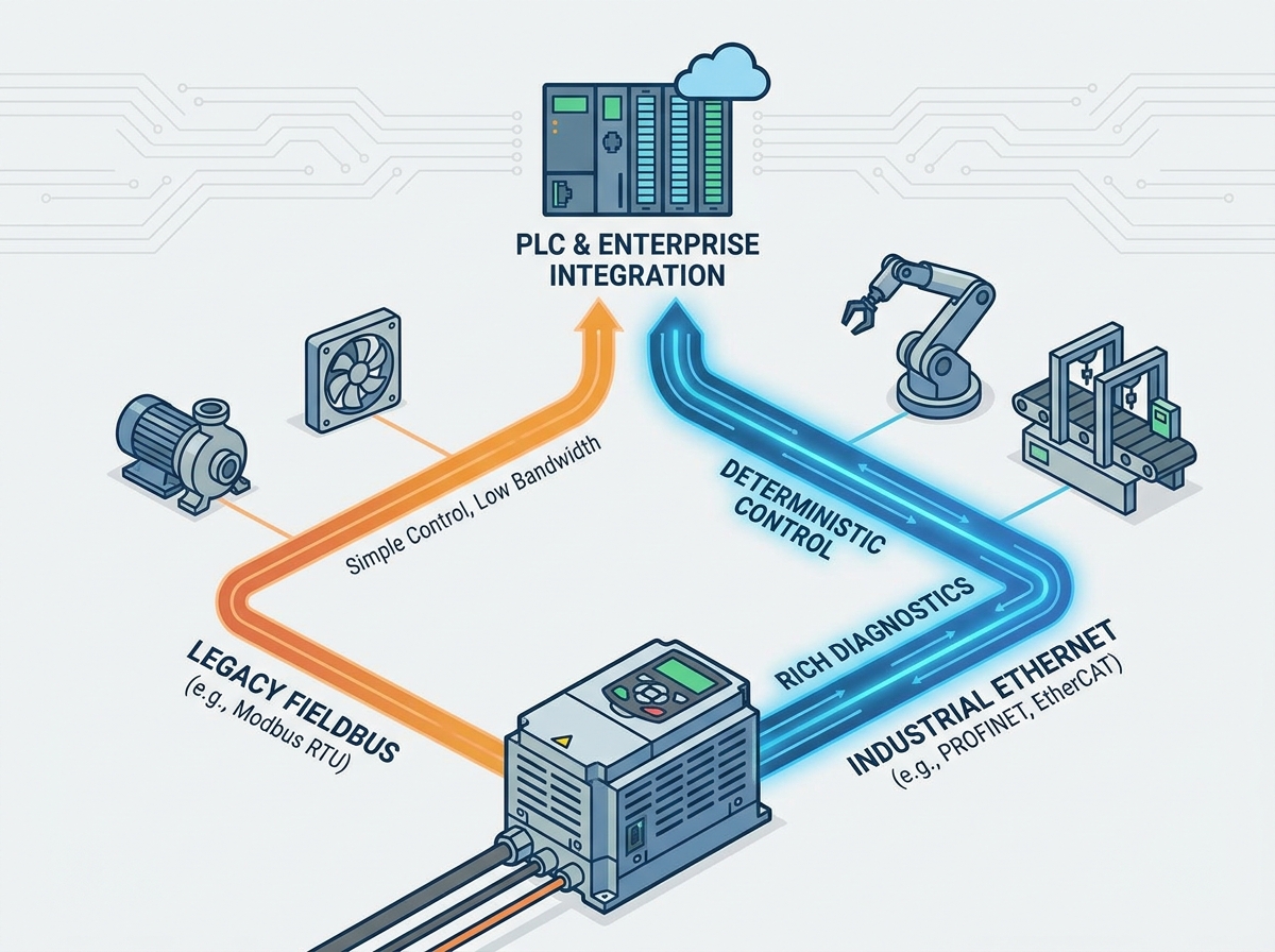 Industrial motor drives communication network